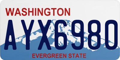 WA license plate AYX6980