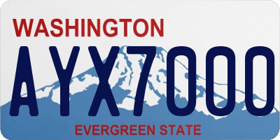 WA license plate AYX7000