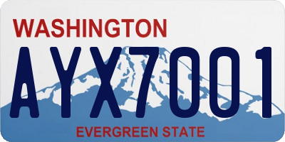 WA license plate AYX7001