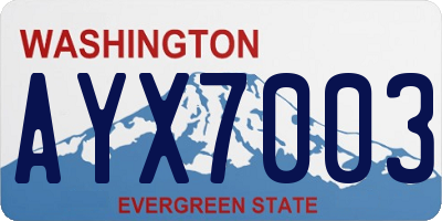 WA license plate AYX7003