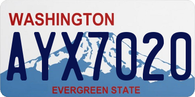 WA license plate AYX7020