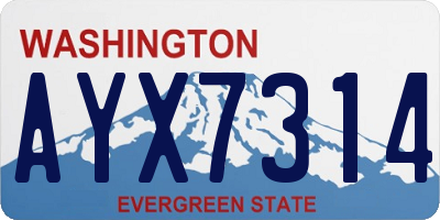 WA license plate AYX7314