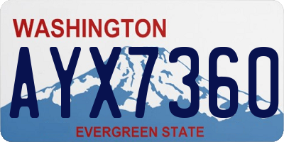 WA license plate AYX7360