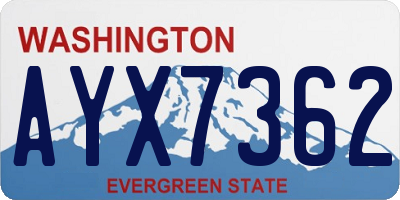 WA license plate AYX7362