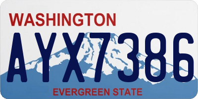 WA license plate AYX7386