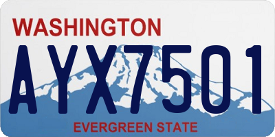 WA license plate AYX7501