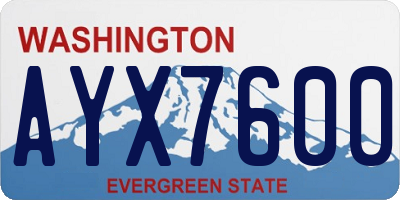 WA license plate AYX7600