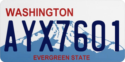 WA license plate AYX7601