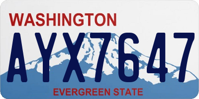 WA license plate AYX7647