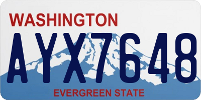 WA license plate AYX7648