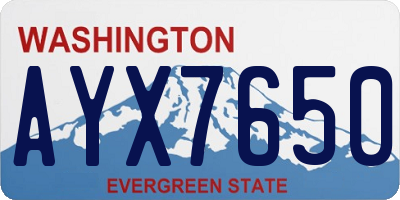 WA license plate AYX7650