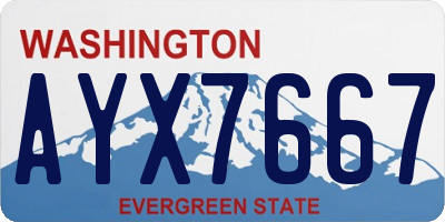 WA license plate AYX7667