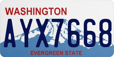 WA license plate AYX7668