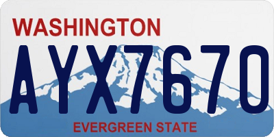 WA license plate AYX7670