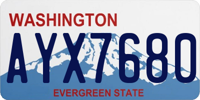 WA license plate AYX7680