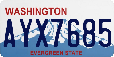 WA license plate AYX7685