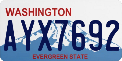 WA license plate AYX7692