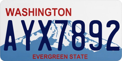 WA license plate AYX7892