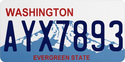 WA license plate AYX7893