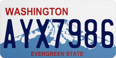 WA license plate AYX7986