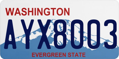 WA license plate AYX8003