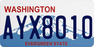 WA license plate AYX8010