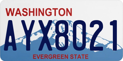 WA license plate AYX8021