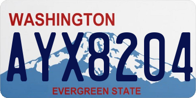 WA license plate AYX8204