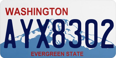 WA license plate AYX8302