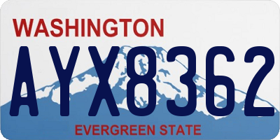 WA license plate AYX8362