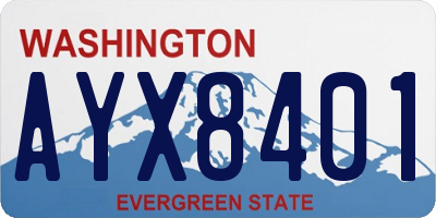 WA license plate AYX8401