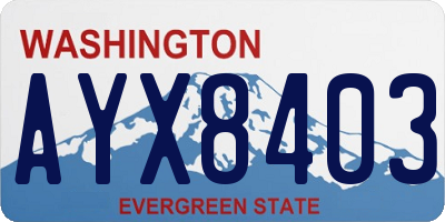 WA license plate AYX8403