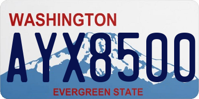 WA license plate AYX8500