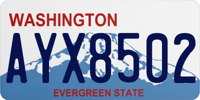 WA license plate AYX8502