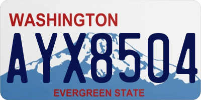 WA license plate AYX8504