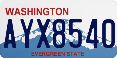 WA license plate AYX8540