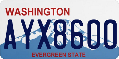 WA license plate AYX8600