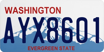 WA license plate AYX8601