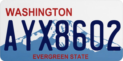 WA license plate AYX8602