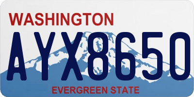 WA license plate AYX8650