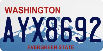 WA license plate AYX8692