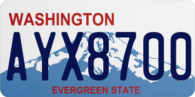 WA license plate AYX8700