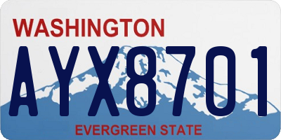 WA license plate AYX8701