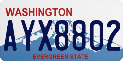 WA license plate AYX8802