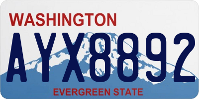 WA license plate AYX8892