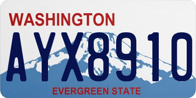 WA license plate AYX8910