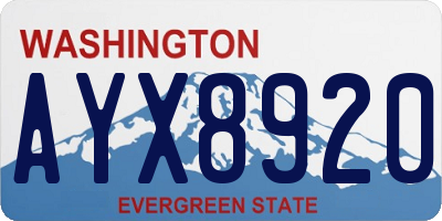 WA license plate AYX8920