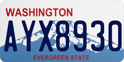 WA license plate AYX8930