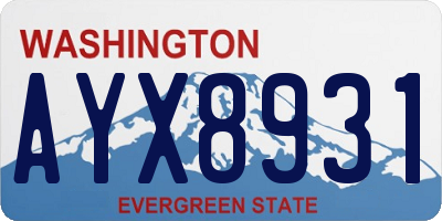 WA license plate AYX8931