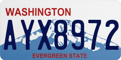 WA license plate AYX8972